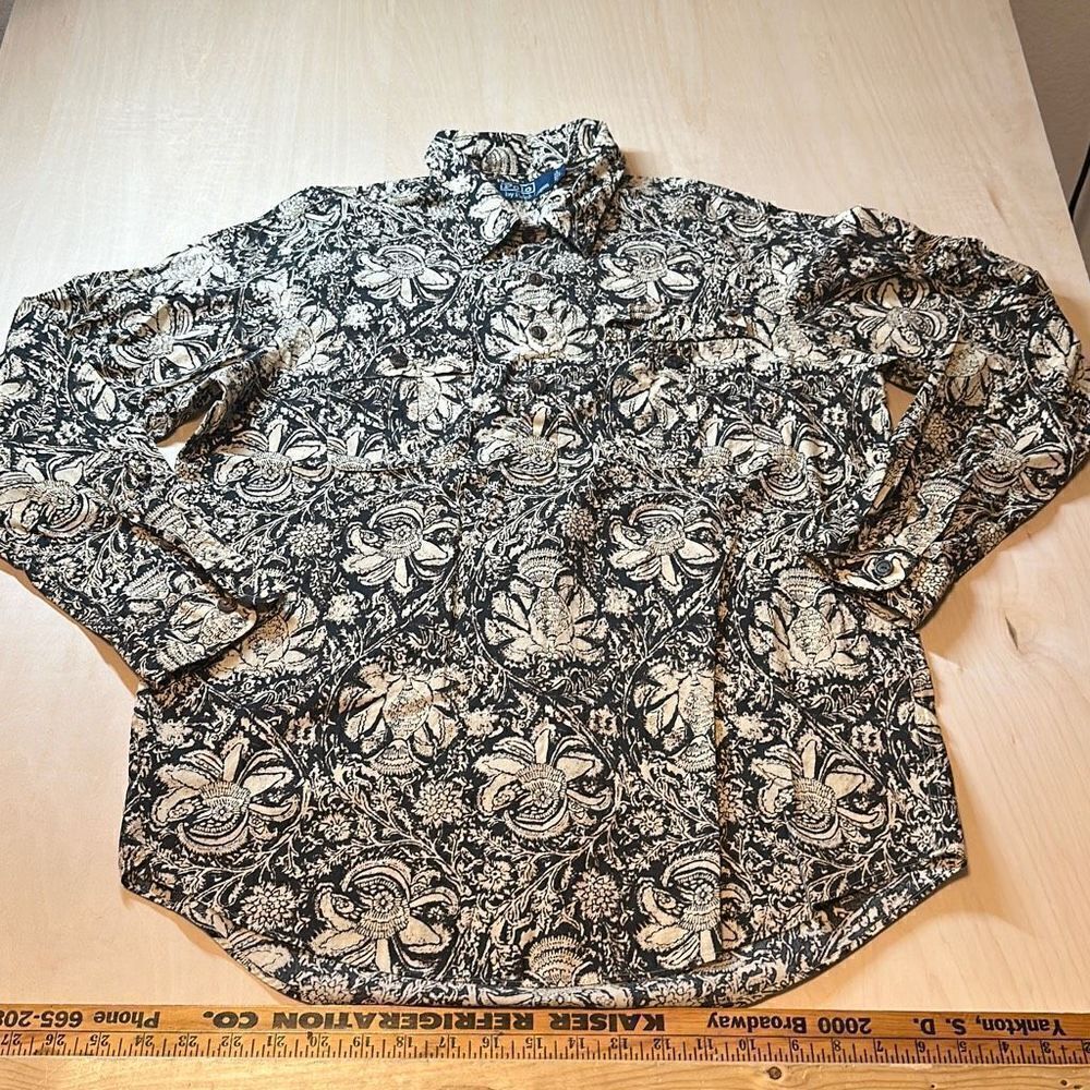Vintage Y2K Polo Ralph Lauren‎ Floral Hawaiian  1/4 button up Long sleeve size L
